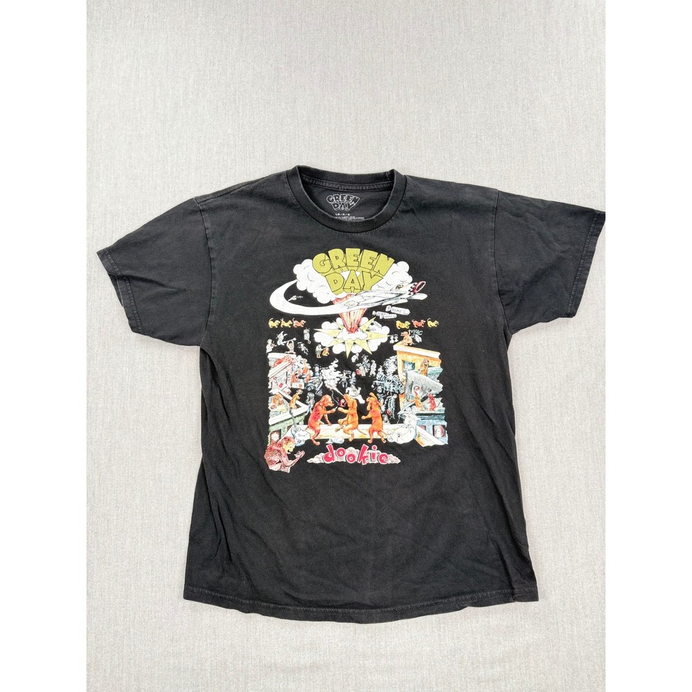 Green Day Dookie Album Cover Graphic T-Shirt Mens Large Black Punk Rock Tee